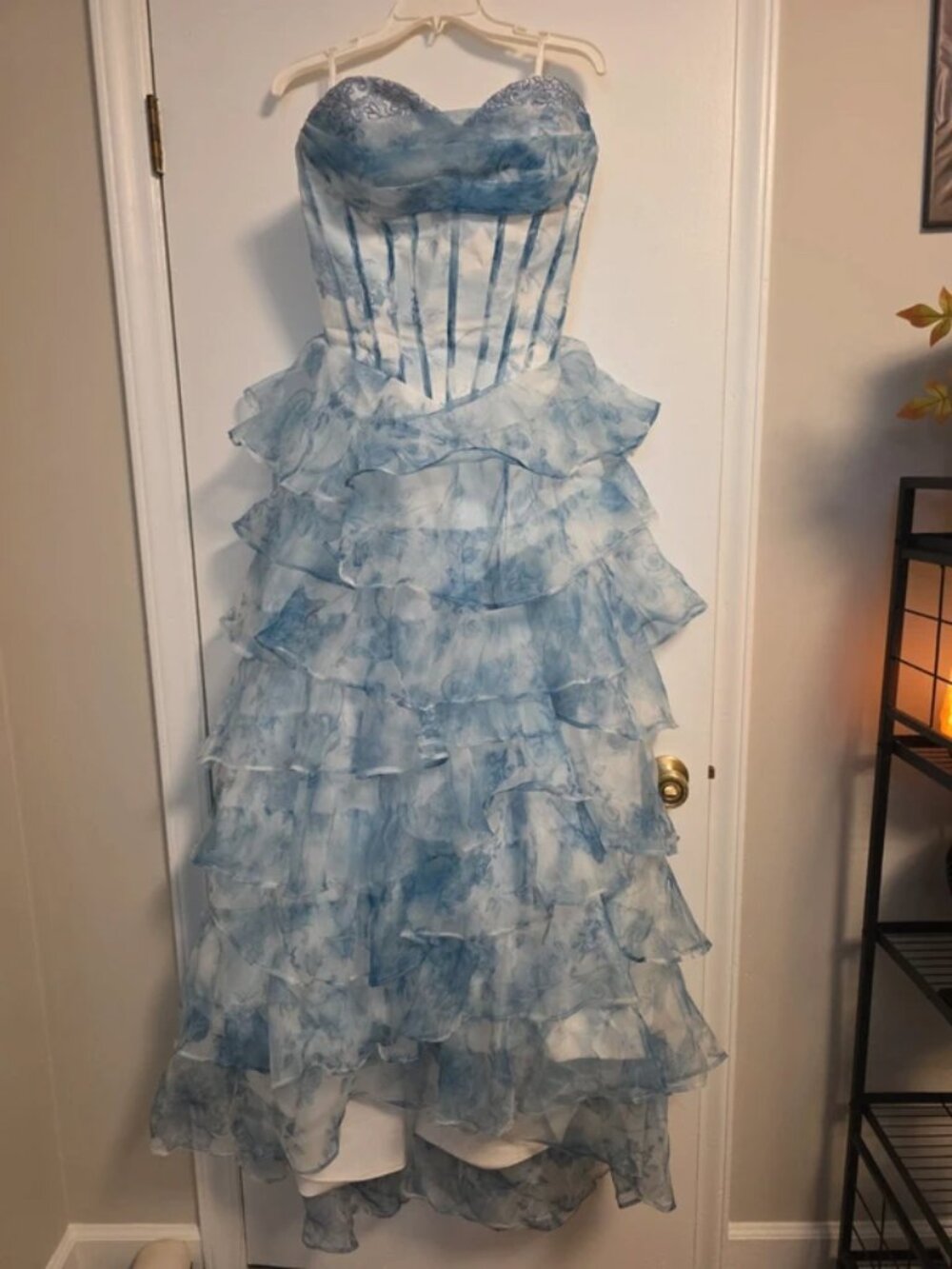 BLUE FLORAL FORMAL DRESS